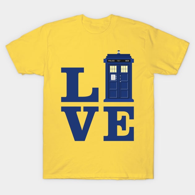 Love The Blue Time Travel Police Public Call Box 1 T-Shirt by EDDArt